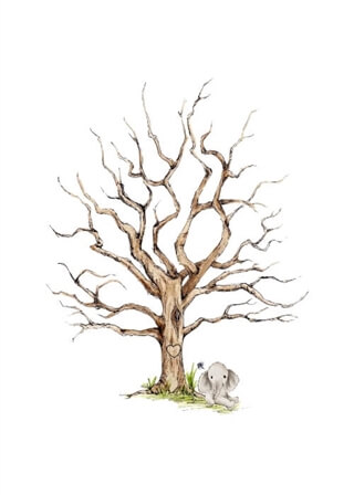 Fingeravtrycksaffisch med elefant